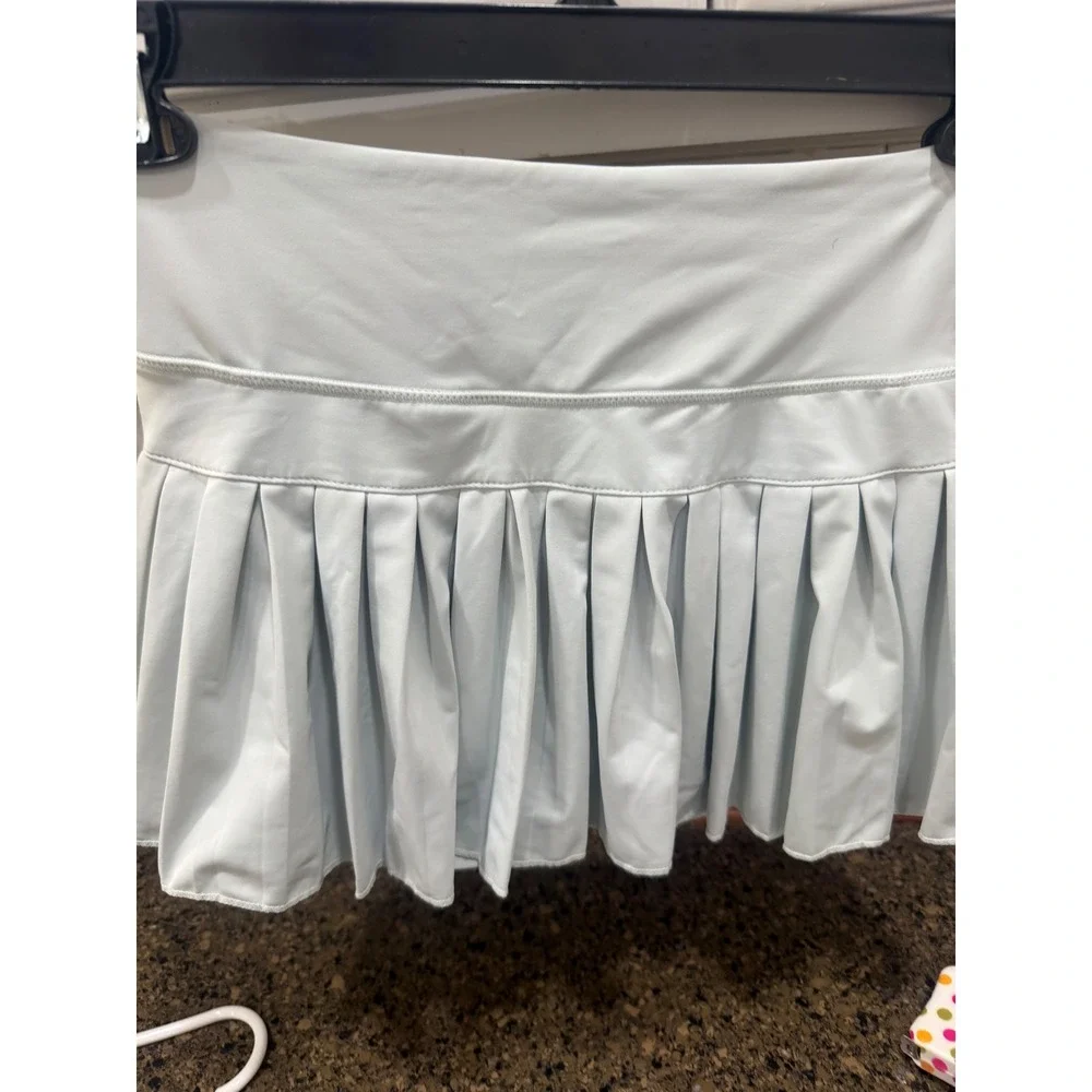 Goldhinge Pleated Tennis Skort Light Blue Athletic‎ Skirt with Pockets Womens